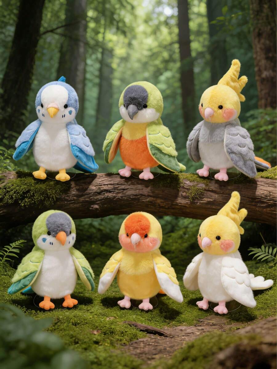POKOJA LAND Cute Parrot Hand Puppet, Fun Plush Parrot Toy, Flying Animal Hand Puppet, Gray Green Yellow Blue Multi-Color Bird Suitable For Preschool Storytelling And Teaching, Suitable For Interactive Entertainment Perfect Birthday Holiday Gift For Children