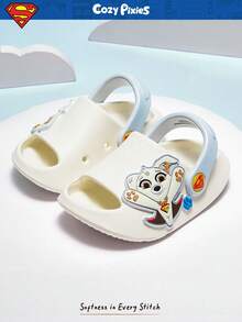 SUPERMAN X Cozy Pixies 1 Pair Cute & Versatile Non-Slip Summer Beach Flat Outdoor Slip-On Toddler Sandals - White - View 4