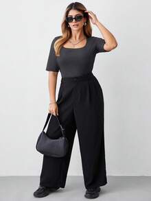 EMERY ROSE Bộ 3 áo thun dệt kim cổ tròn tay ngắn, màu trơn, dáng ôm, cỡ lớn. - Nhiều màu - Xem 6
