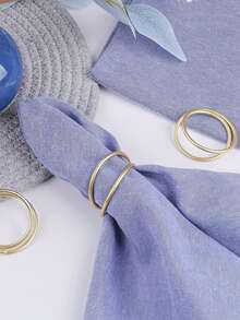 2/24 piezas Anillos de servilleta de metal en espiral, perfectos para decoraciones de mesa, bodas, fiestas y banquetes (Dorado mate). - Dorado - Ver 7