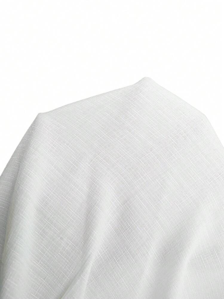 Plus Size Women's Summer Casual Vacation Country  Embroidered Patchwork Ruffle Sleeve  Round Neck Short Sleeve Solid Color All White Blouse Top Shirt,Summer\Vacation,Summer Holiday,Spring Break Outfits ,Vacation Outfits Women ,Holiday Outfits For Women,Going Out Outfits,2026 New Clothes,Simple And Fashionable For Everyday Wear,Suitable For Summer, Vacation, Daily Wear