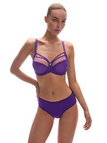 LUVLETTE Áo ngực Dream Curve Air Purple không lót, che phủ toàn diện, hỗ trợ hai bên, chất liệu lưới thoáng khí, thoải mái, giúp giảm kích thước vòng một. - Màu tím - Xem 2