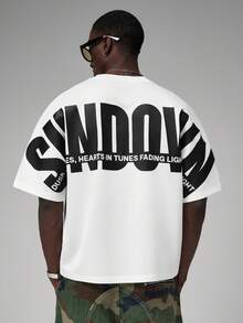 STYNVO Men's Casual Slogan Print Short Sleeve T-Shirt, Summer - White - View 1