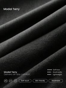 GLOWMODE Modal Terry Everyday Street Soft Smooth Breathable Adjustable Drawstring Waist Side Slip Pockets Wide Leg Pants Daily Casual Street Wear - Black - View 5