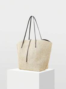 MOTF PREMIUM WOMEN'S LARGE-CAPACITY SHOULDER TOTE BAG, INCLUDING ZIPPER INNER BAG, SUITABLE FOR DAILY COMMUTING,VALENTINES DAY - Straw - View 3