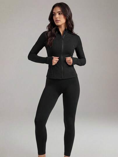 Anewsta 新款女士弹力瑜伽运动外套，长袖健身瑜伽上衣