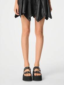 Sugerpunk Women's Black Rhinestone Wedge Platform Slide Sandals - Black - View 2