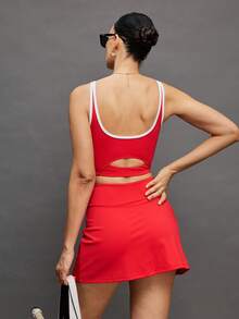 Activina Damtennisklänning med kontrastdetaljer - Röd - Visa 2
