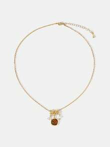 MOTF PREMIUM Pre-18k镀金虎纹石气质水滴精致吊坠项链 - 金黃色 - 查看 6