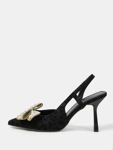 CUCCOO HITCHD 女士鞋履春夏新款立体可爱大蝴蝶结尖头酒杯跟中跟浪漫优雅气质简约黑色缎面高跟单跟约会下午茶派对情人节优雅装扮宴会约会晚礼服甜美性感露跟婚鞋半拖鞋马卡龙白米色蓝色宝蓝色粉色棕色绿色酒红色灰色玫瑰红紫色黄色橙色杏色金色银色水钻大码水钻花朵蕾丝婚鞋春鞋新娘鞋 - 黑色 - 查看 9