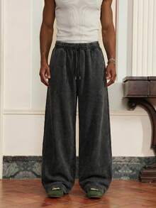 SWAVVY 男士休闲标准尺码卫衣，黑色纯色拼接植绒款 - 黑色 - 查看 4