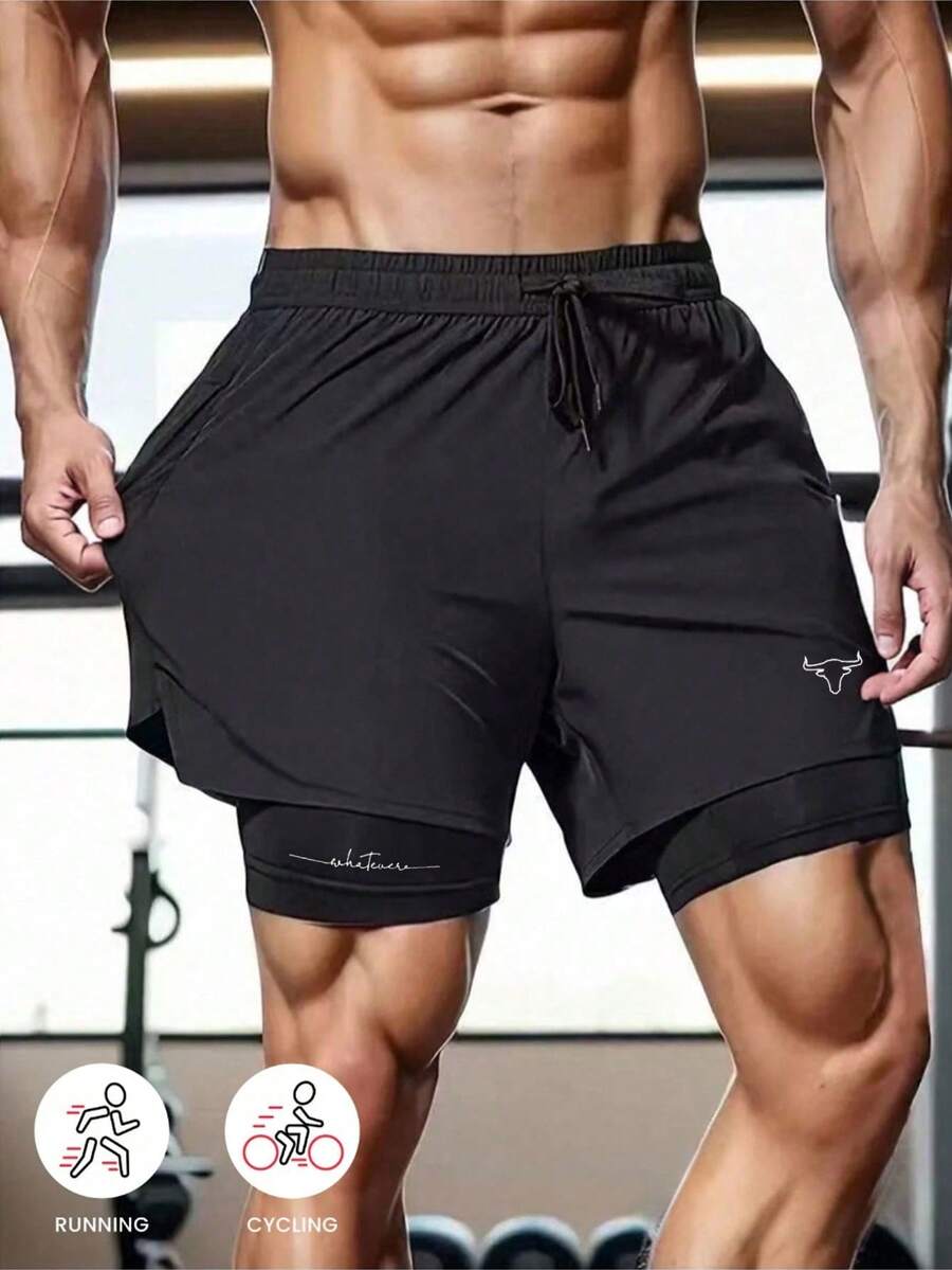 Gym Rark Men's Black Short Sports Shorts With Drawstring And Pockets For Gym Workout Training - Black - View 1