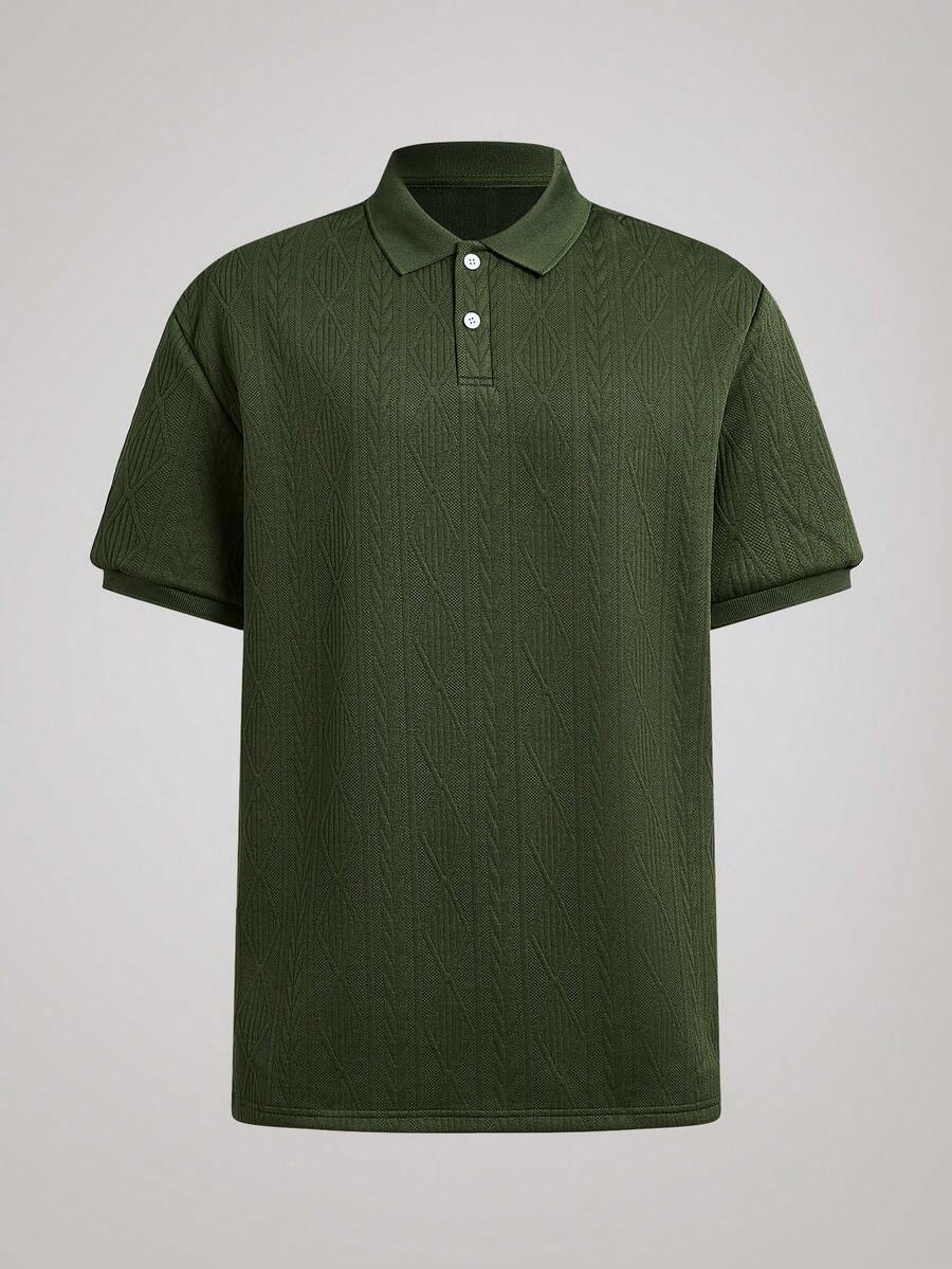 Officeau Manfinity 男式纹理设计 Polo 衫 - 綠色 - 查看 1