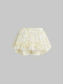 ROMWE Hippie Shorts de Cintura Baixa com Babado e Renda Floral Estilo Campestre para Mulheres - Malva - Visão 8