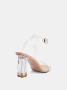 Glitzique 2025 New Elegant Women's Crystal High Heel Shoes, Transparent Thick Heel Elegant Style Women's Athletic Shoes, High Heels, Niche Transparent Strap Party Formal Shoes, Sexy Lace-Up Transparent Strap Women's High Heel Shoes - Clear - View 5