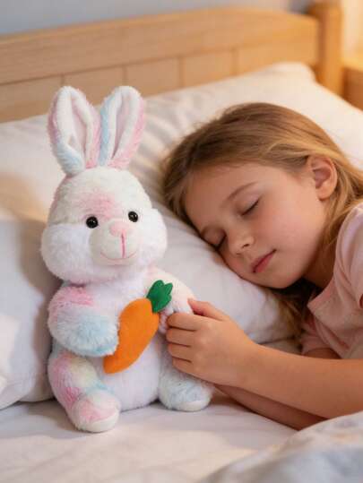 Carrot-Shaped Rabbit Plush Toy Made Of Rabbit Fur Leather Material Super Soft Short Plush Material Handmade Fiber-Filled Animal Needle Doll Is A Perfect For Your Baby