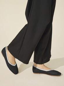 CUCCOO BASICS Women's Casual Versatile Commuting Color Block Trim Flats Spring Shoes - Black - View 7