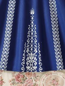 Đầm chữ A tay dài cổ tròn, thắt eo, kiểu dáng Trung Đông, thời trang mới mùa hè cho bé gái, họa tiết hoa, thích hợp mặc hàng ngày. - Màu xanh lam - Xem 6