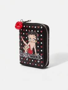 Betty Boop x SHEIN 1 Ví ngắn thời trang in hình chấm bi đen và môi đỏ - Màu đen 1 - Xem 2