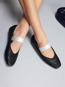 CUCCOO GRLICON Women's Square Toe Casual Everyday Versatile Flat Shoes - Black - View 3