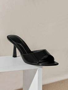 SHUZIA Women Minimalist Sexy Pointy Toe Stiletto Heel Sandals - Black - View 4