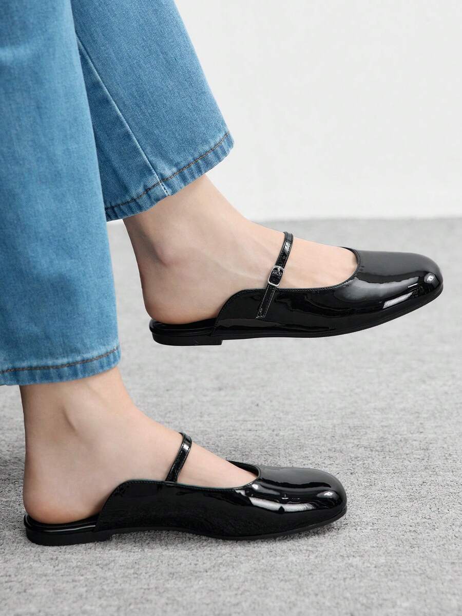 CUCCOO BIZCHIC Wowen 女鞋 通勤日常旅行时尚百搭黑色平底凉鞋 - 黑色 - 查看 1