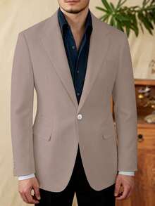 Calvornis Blazer de unicolor versátil y de moda para hombres, para ir al trabajo y eventos formales - Rosa vieja - Ver 3