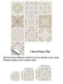 10pcs Mandala Pattern Tile Stickers, Self-Adhesive, Waterproof, Oil-Resistant PVC Kitchen Wall Decals,Stickers,Wall Decal, Vinyl Decal For Home Decorations,Spring Decoration Items Refresh Your Home,Rama Decoration Stickers,Room Decor , Ramadan Decor, Home Decor, Bathroom Decor Kitchen Decor - Multicolor - View 16