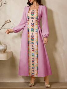Al Najma Bộ sưu tập đầm maxi Thổ Nhĩ Kỳ và áo abaya truyền thống Ả Rập thanh lịch dành cho nữ mùa Xuân/Hè mới. - Hồng - Xem 1