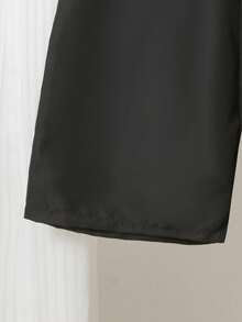 SHEIN Tween Boy Solid Color Drawstring Waist Swim Trunks - Black - View 3