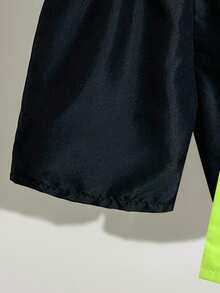 SHEIN 2 Pieces Set Teen Boy Solid Color Casual Drawstring Waist Elastic Waistband Shorts, Beach - Multicolor - View 3