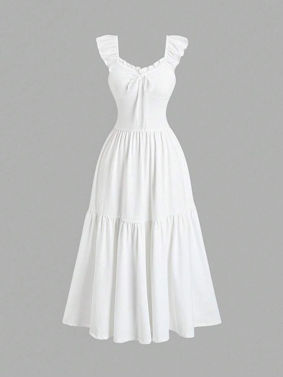 Sweetra Y2K Sexy Backless Butterfly Versatile Pleated Chiffon Maxi Dress - White - View 1