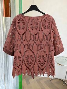 Modelyn Elegant High-Quality Plus Size Women Lace Blouse - Dusty Pink - View 2