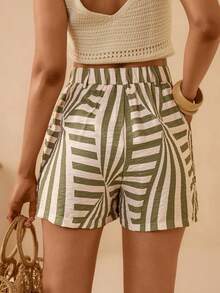 Lyxana Women's Casual Pocketed Button Shorts, Versatile For Daily Wear - Multicolor - View 2