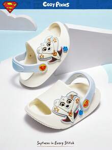 SUPERMAN X Cozy Pixies 1 Pair Cute & Versatile Non-Slip Summer Beach Flat Outdoor Slip-On Toddler Sandals - White - View 3