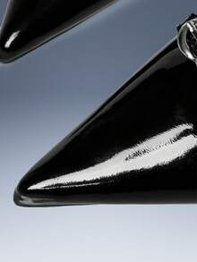 CUCCOO GRLICON Burgundy Pointed Back Space With Metal Buckle Kitten Heel Women's Shoes - Black - View 3