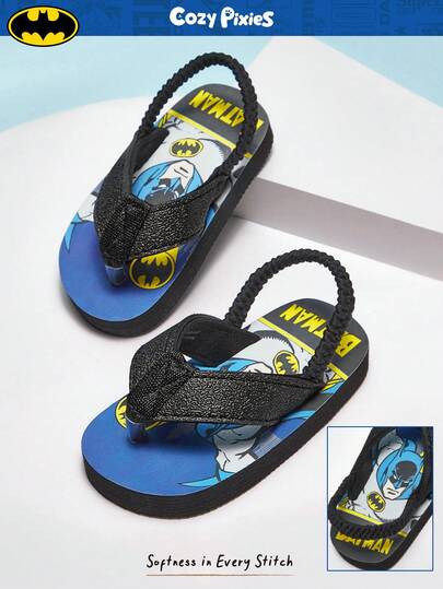BATMAN X Cozy Pixies 1 Pair Summer Casual All-Match Cute Funny Beach Holiday Flat Sandals For Toddler Boys