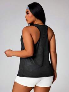 Rhythm Era Plus Size Women Casual Fitness Racerback Tank Top - Black - View 2