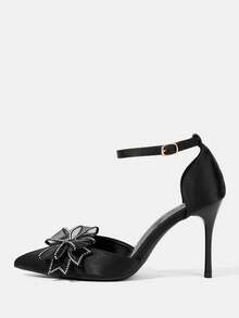 CUCCOO HITCHD Women's Pointed Toe Buckle Design Fashionable High Heels, Versatile For Daily Wear Summer Shoes Wedding Shoes Bride Shoes - Black C - View 2
