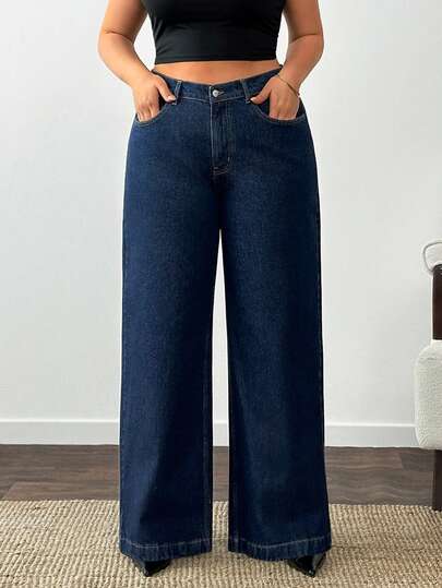 SHEIN Women Plus Size High Waist Casual Jeans