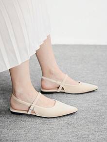 CUCCOO BIZCHIC Women's Beige Suede Minimalist Basic Commuter Pointed Toe Shoes Spring Shoes - Beige - View 4