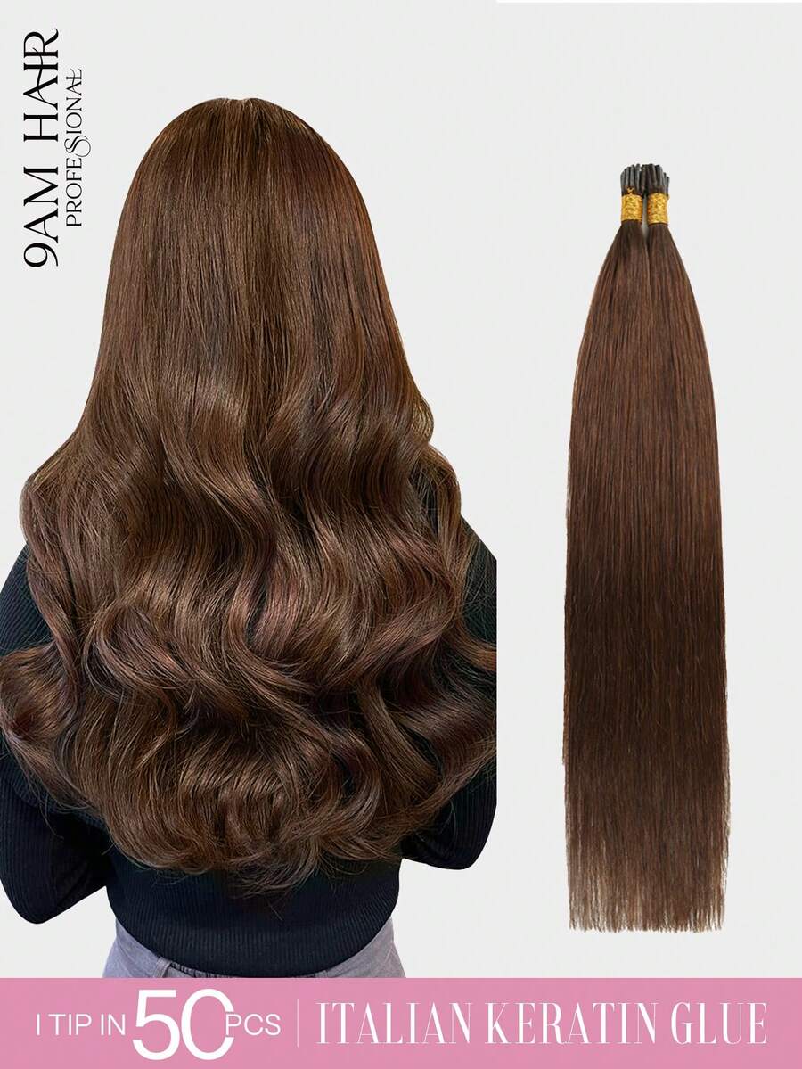 Ekstensi Rambut I-Tips 22 inci 50 helai Rambut Manusia Asli Mudah Ditata Ekstensi Rambut Manusia Hitam I-Tips Ekstensi I-Tips untuk Wanita - S4 - View 1