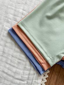 SHEIN Vintaside Kids Bộ quần áo mùa hè 6 món cho bé trai, gồm 3 màu: đen, trắng, áo vest kẻ sọc và quần short, thoải mái, giản dị, đa năng, phù hợp mặc hàng ngày. - Nhiều màu - Xem 7