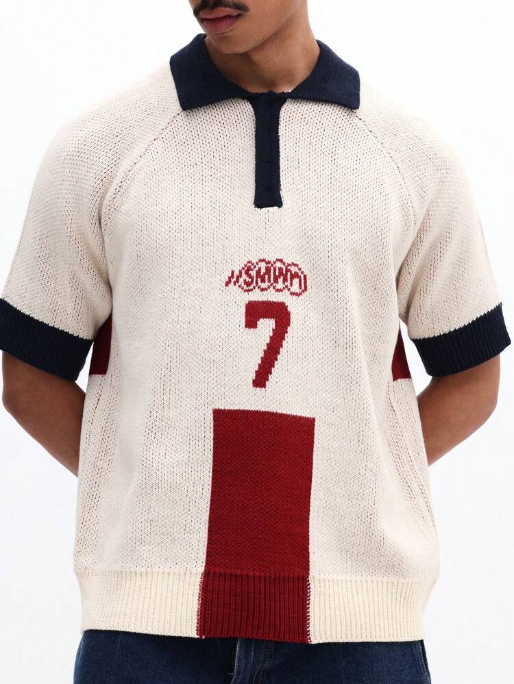 Knitted Polo With England Flag Cross Design