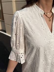 Solivie Women's Mid-Sleeve Printed Valentine's Day Spring/Summer Dress, Valentine's Day Outfit Summer Dress Vacation Outfits Women White Dress - White - View 7