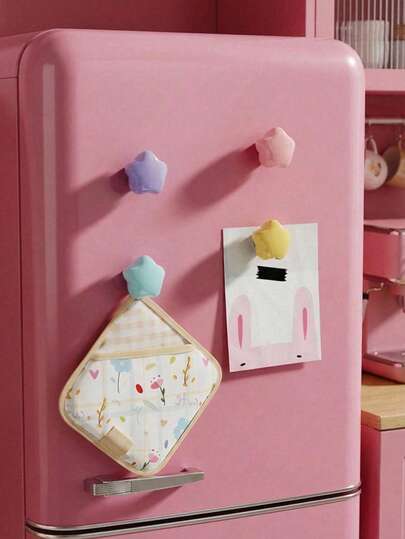 Joivida Bright Candy Colored Pentagonal Star Magnet Hook, Kitchen Refrigerator, No Trace, No Punching, Strong Magnetic Hook