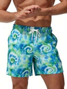 Surfspeed Quần short đi biển nam in họa tiết nhuộm tie-dye, cạp chun có dây rút và túi hai bên. - màu xanh lá - Xem 3