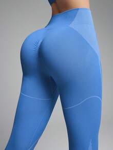 Innovista Women's High Waist Contrast Stitch Shaping Leggings - Blue - View 2