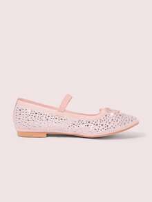 CUCCOO DOLLMOD 女士鞋履 春夏时尚粉色全钻网纱小蝴蝶结松紧带女士平底鞋 优雅舒适透气可爱甜美玛丽珍平底鞋 - 粉色1 - 查看 7