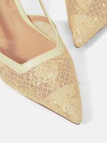 CUCCOO HITCHD 纯色拼接金属装饰简约休闲女式高跟鞋春季鞋款春假复活节舞会高跟鞋 - 芥末黃 - 查看 11